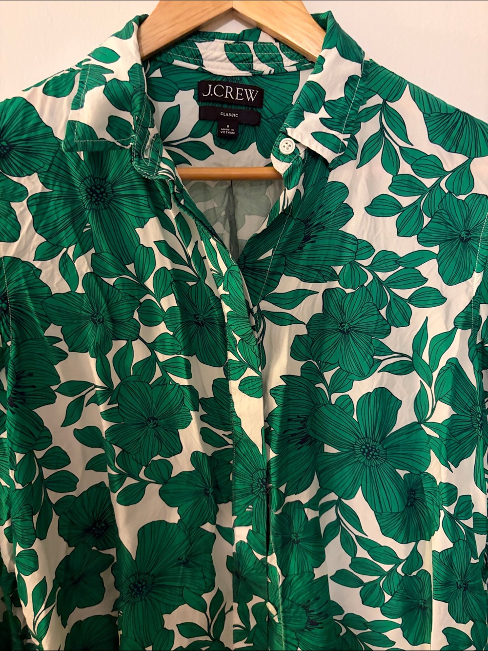 J. Crew Green Floral Button-Down Shirt